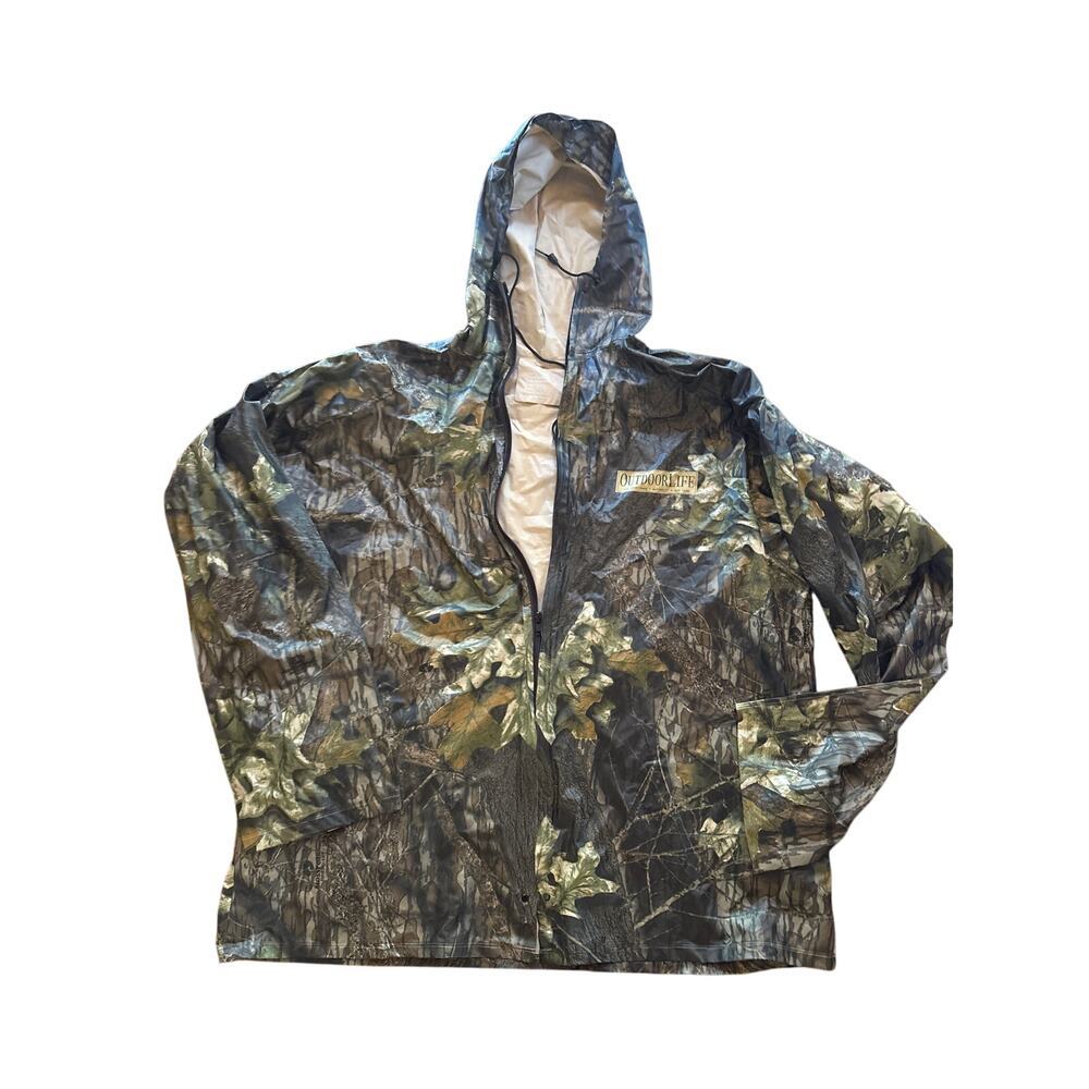 Camo Vinyl Pullover Jacket Hoodie L RN 513207 Waterproof Hunting Layer